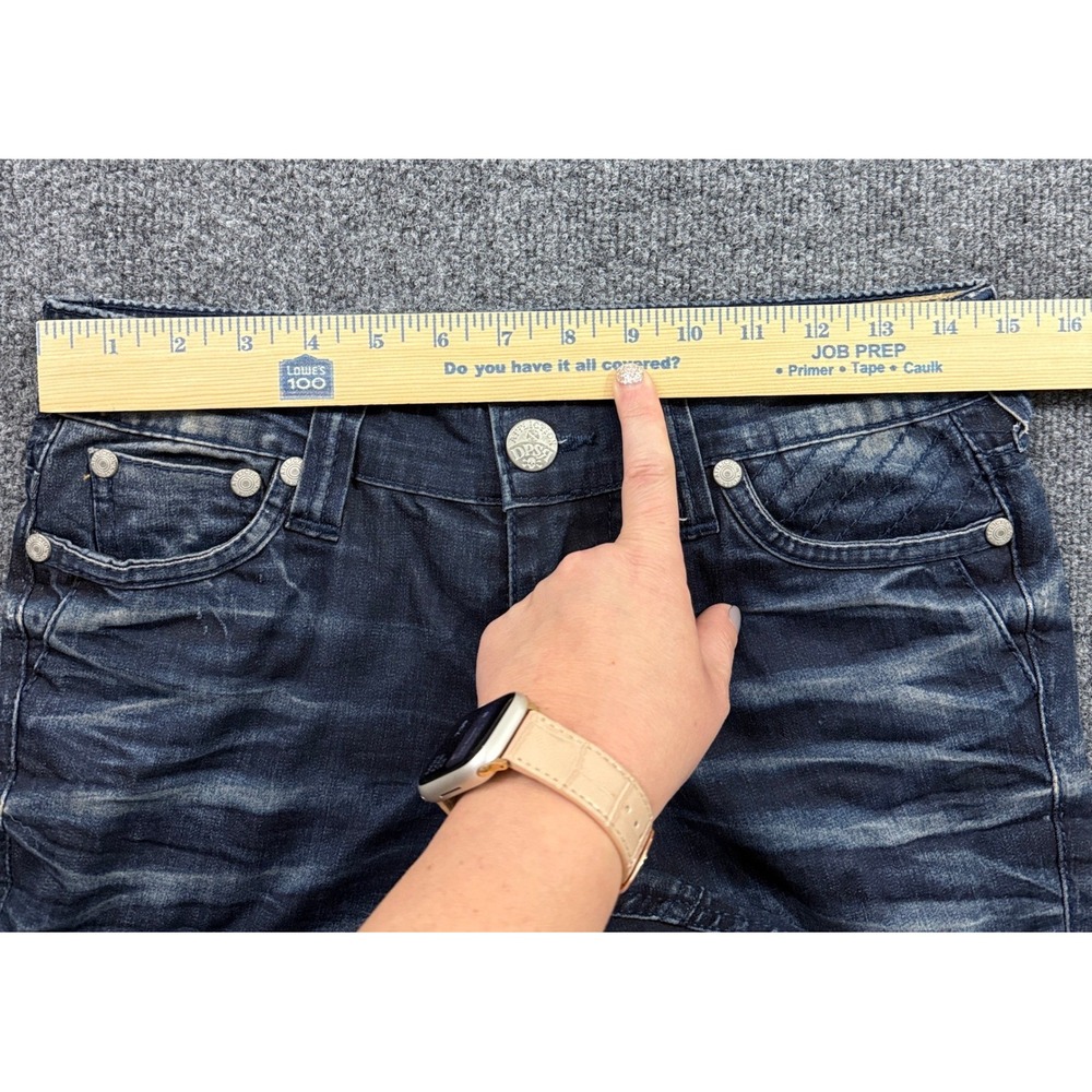 Affliction Raquel Moto Jeans Womens 28 Blue Distressed Ribbed Ankle Zip 111SK084 - Picture 15 of 15